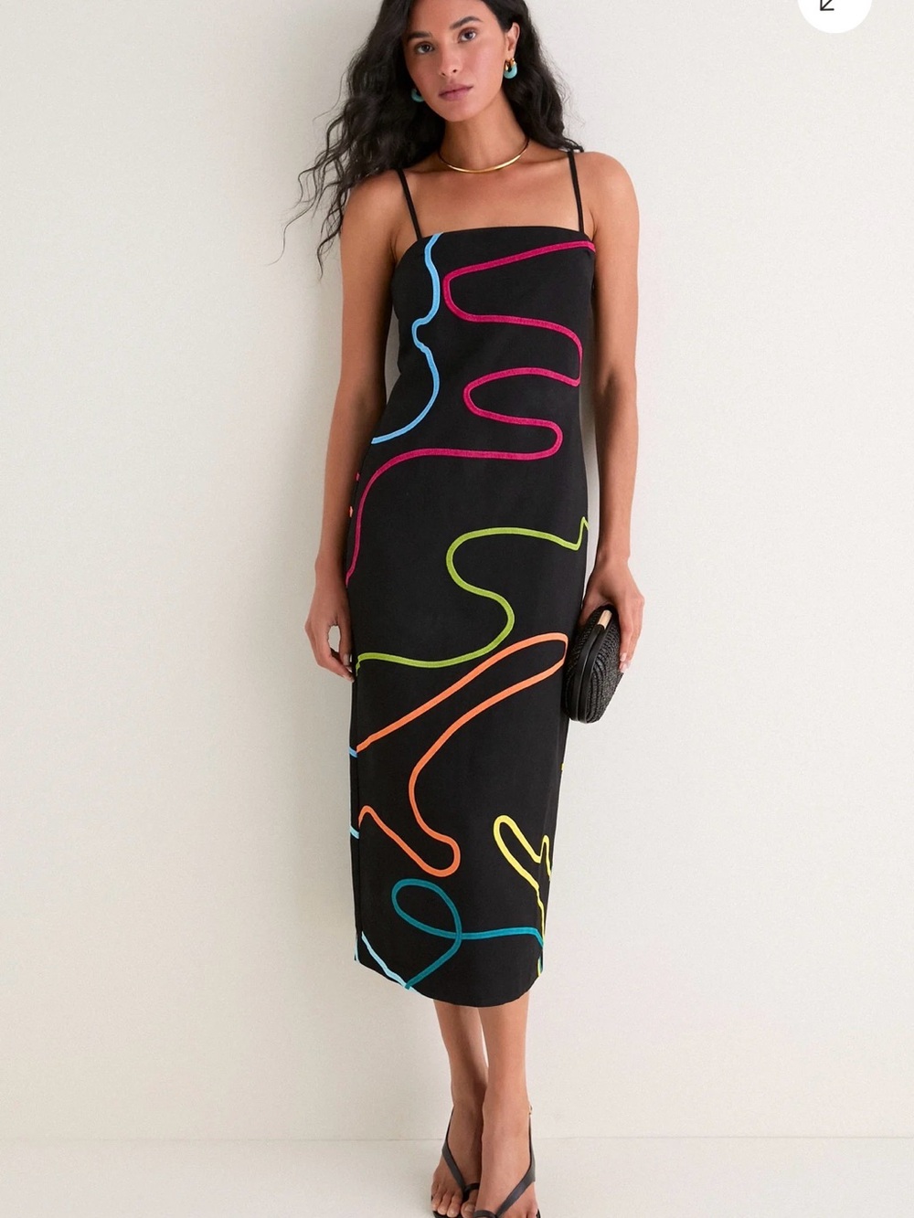 NWT Tuckernuck Hyacinth House Black Linen & Technicolor Soutache Electra Dress